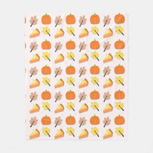 Couverture Polaire Feuilles d'automne mignonnes, tourte citrouille or