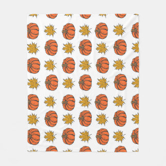 Couverture Polaire Feuilles d'automne : Motif Citrouille à main
