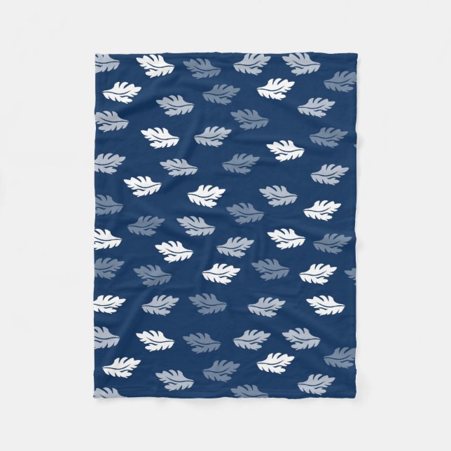 Couverture Polaire Feuilles de la marine Blue Antique Motif (Devant)
