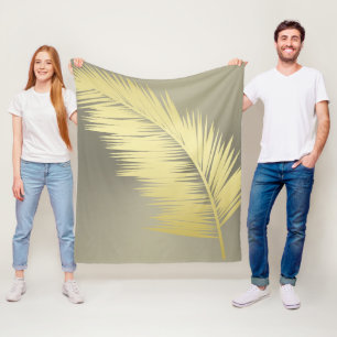 Couverture Polaire Feuilles de palmier tropical doré 