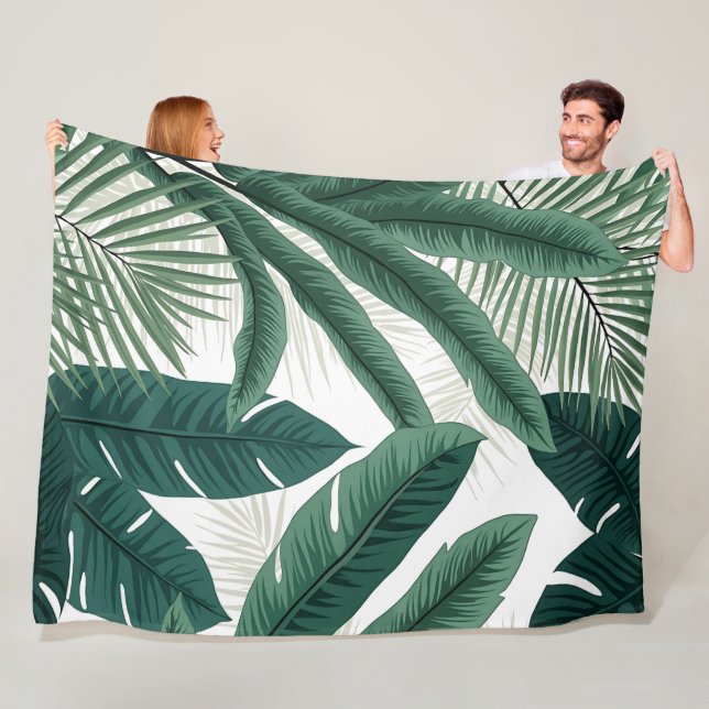 Couverture Polaire Feuilles de palmiers tropicaux (En situation)