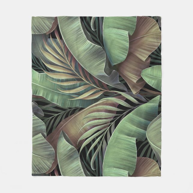Couverture Polaire Feuilles de palmiers tropicaux, illustration 3D de (Devant)