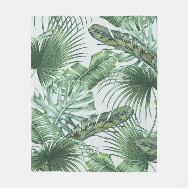 Couverture Polaire Feuilles de palmiers tropicaux, monstère, feuille  (Devant)