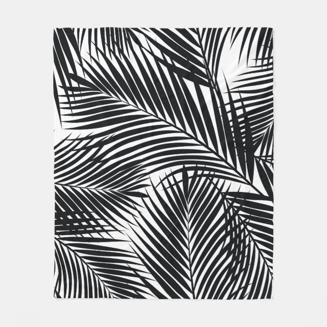 Couverture Polaire Feuilles de palmiers tropicaux noirs, arrière - pl (Devant)