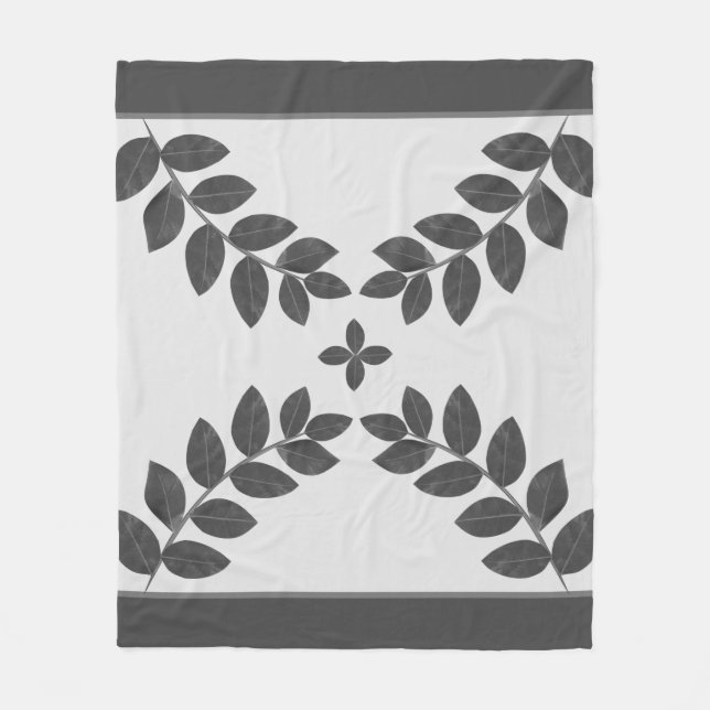 Couverture Polaire Feuilles de plantes grises modernes (Devant)