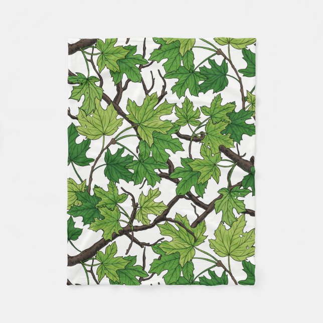 Couverture Polaire Feuilles d'érable sur fond blanc (Devant)