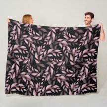 Feuilles pastel rose sur noir