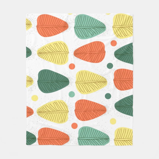 Couverture Polaire Feuilles peints de couleur, cadre d'affaires brill (Devant)