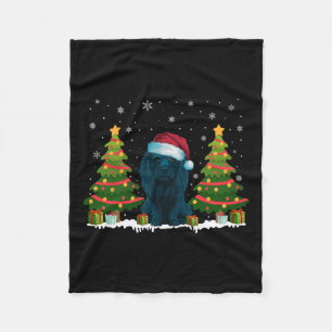 Couverture Polaire Feux d'arbre de Noël Aff Chien Santa Hat Noël Sw