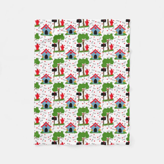 Couverture Polaire Fido Dog House Coeurs Bones (Devant)