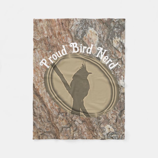 Couverture Polaire Fière Oiseau Nerd Silhouette Rustique Brown Birdin (Devant)