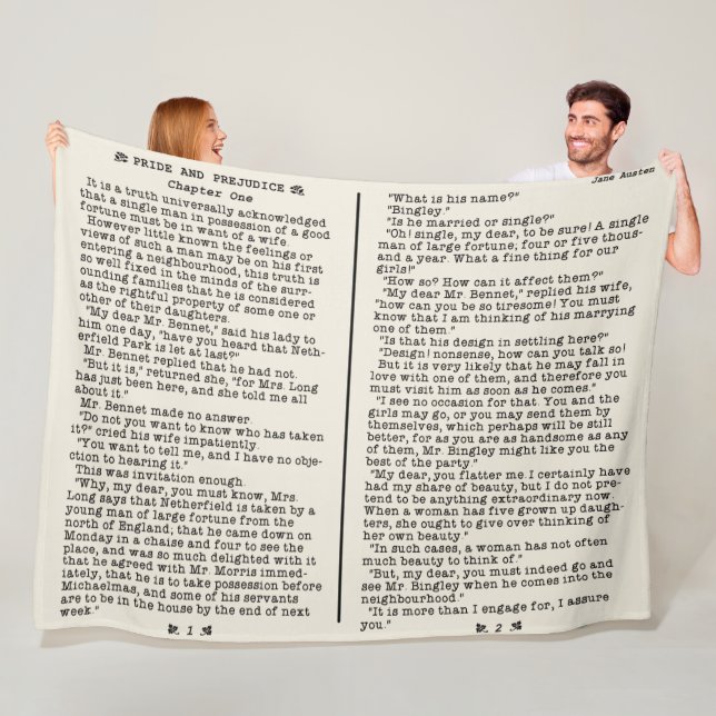 Couverture Polaire Fierté de Jane Austen et citation B de littérature (En situation)