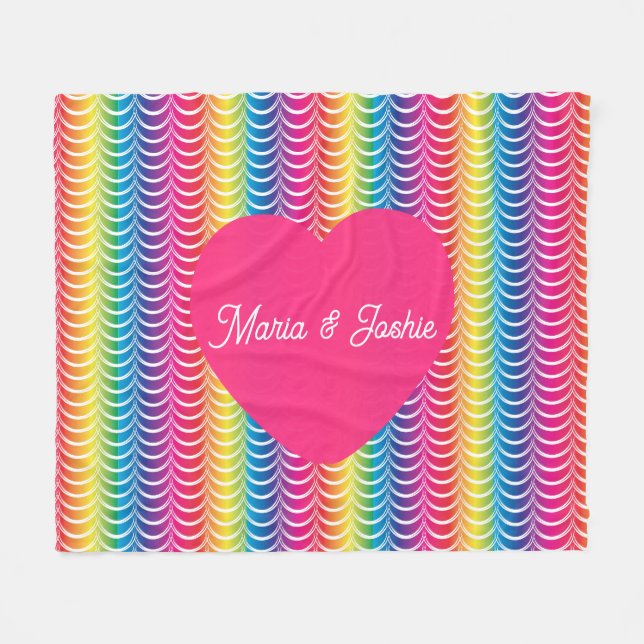 Couverture Polaire Fierté de sirène arc-en-ciel cœur (Devant (Horizontal))