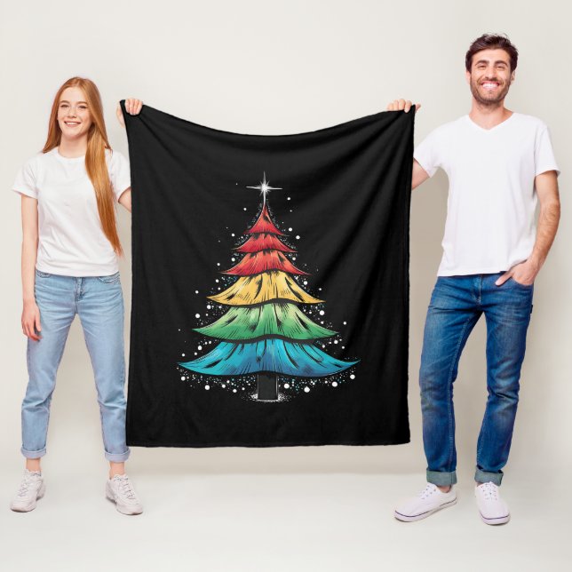 Couverture Polaire Fierté LGBTQ Arc-en-ciel Drapeau Gay Arbre de Noël (En situation)