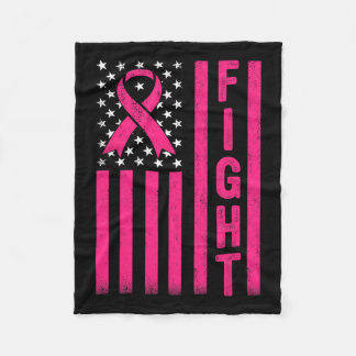 Couverture Polaire Fight Breast Warrier American Flag Cancer du sein 