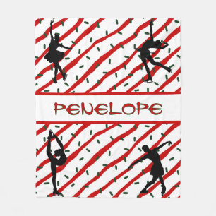 Couverture Polaire Figure Patinage Noël Parsemer Rouge Blanc
