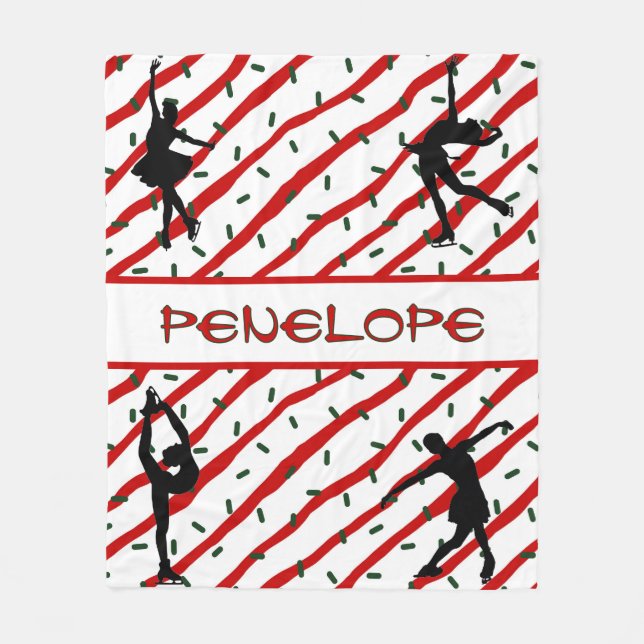 Couverture Polaire Figure Patinage Noël Parsemer Rouge Blanc (Devant)