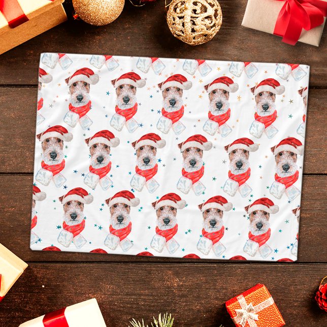 Couverture Polaire Fil Fox Terrier Chien race Étoiles de Noël (Créateur téléchargé)