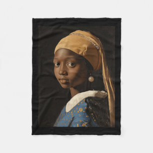 Couverture Polaire Fille Avec La Perle Écoutant L'Histoire Noire Mois