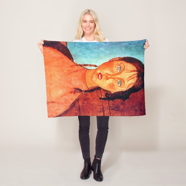 Couverture Polaire Fille avec Pigtails, Modigliani (En situation)