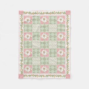 Couverture Polaire Fille Bébé Floral Gingham Fraises d'Été