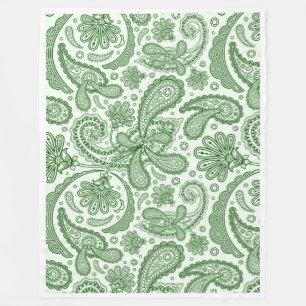 Couverture Polaire Fille Blanche Et Verte Vintage Fleur Paisley