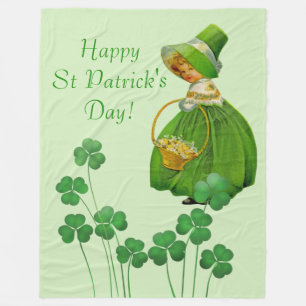Couverture Polaire Fille cueillir Shamrock St Patrick's Day