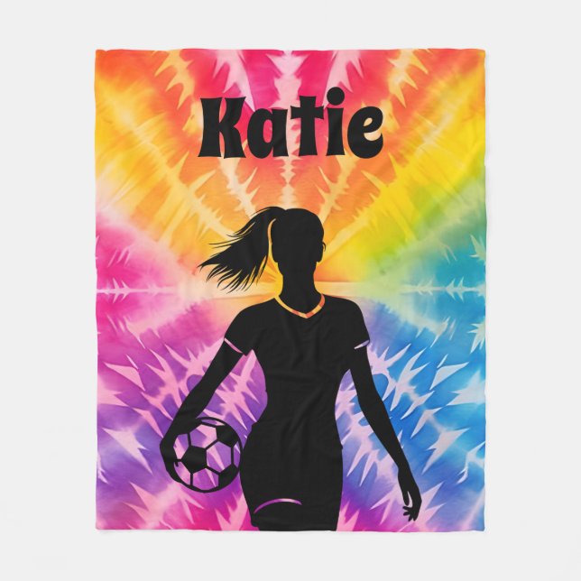 Couverture Polaire Fille de soccer Personnalisée Cravate-Dye Rainbow  (Devant)