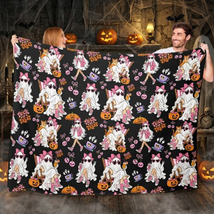 Couverture Polaire Fille fantôme rose Halloween Mignonne Épouvantable