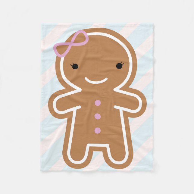 Couverture Polaire Fille mignonne de pain d'épice de biscuit (Devant)