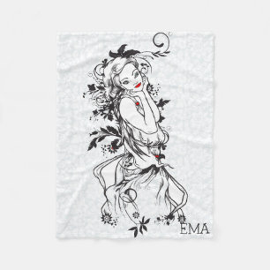 Couverture Polaire Fille Monogrammée Avec Lèvres Rouges