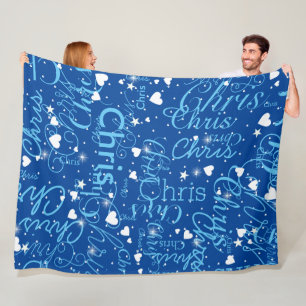 Couverture Polaire Fille Nom Fille Ciel personnalisé bleu
