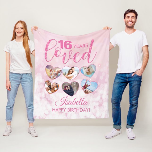 Couverture Polaire Fille Parties scintillant rose 16e anniversaire Ph (En situation)