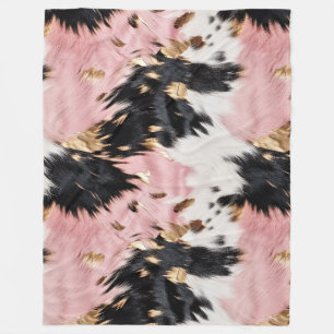 Couverture Polaire Fille Rose Black Gold Cowgirl Cowhide
