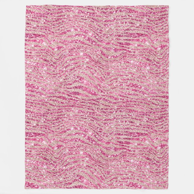Couverture Polaire Fille rose et Parties scintillant rousse Zebra (Devant)