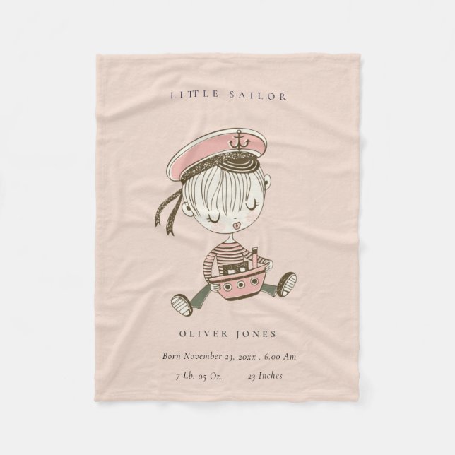 Couverture Polaire Fille rose rousse Petit marin Nautique Petit État  (Devant)