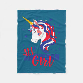 Couverture Polaire Fille tout américaine drapeau américain 4 juillet 