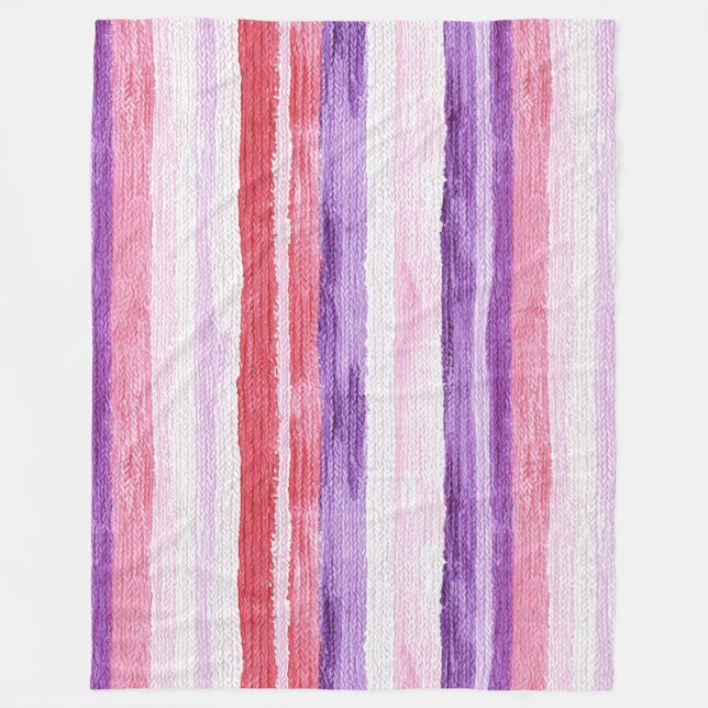 Couverture Polaire Fille violet rose rose rouge rayures Noël (Devant)