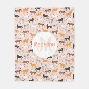 Couverture Polaire Filles Cheval Rose Licorne Arc-en-ciel Enfants
