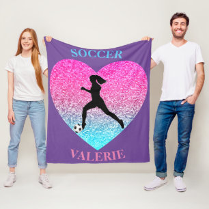 Couverture Polaire Filles de soccer Blanche polaire avec/ Nom personn