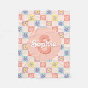 Couverture Polaire Filles Groovy Rose Rétro Années 70 Enfants Monogra
