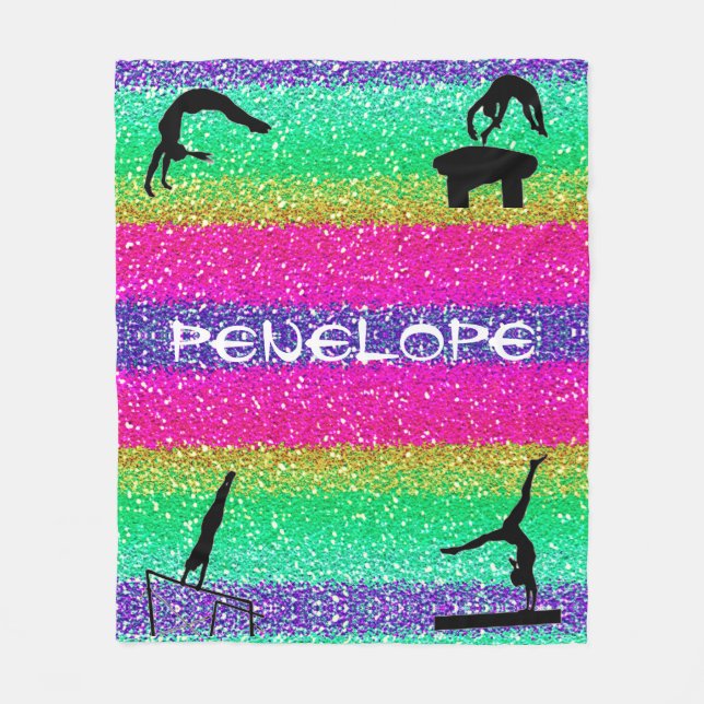 Couverture Polaire Filles Gymnastique Événements Rainbow Sparkle Blan (Devant)