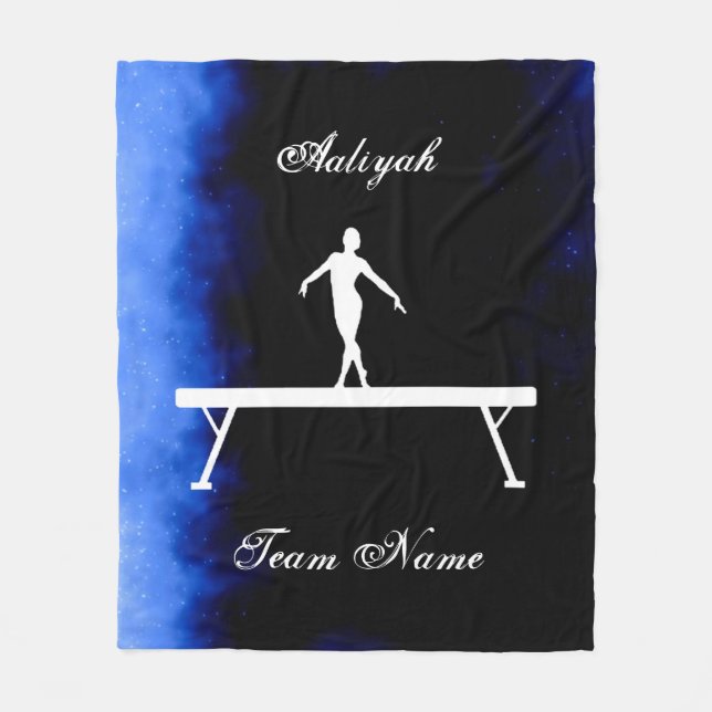 Couverture Polaire Filles Gymnastique Noir, Bleu, Blanc avec nom d'éq (Devant)