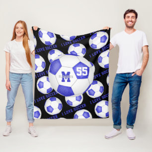 Couverture Polaire filles I love football texte bleu blanc noir