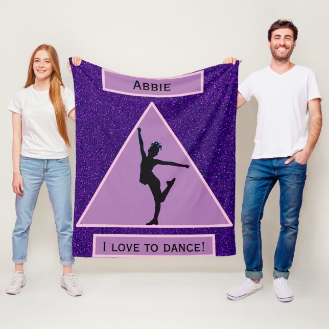 Couverture Polaire Filles "J'Aime Danser" Violet Étincelle (En situation)