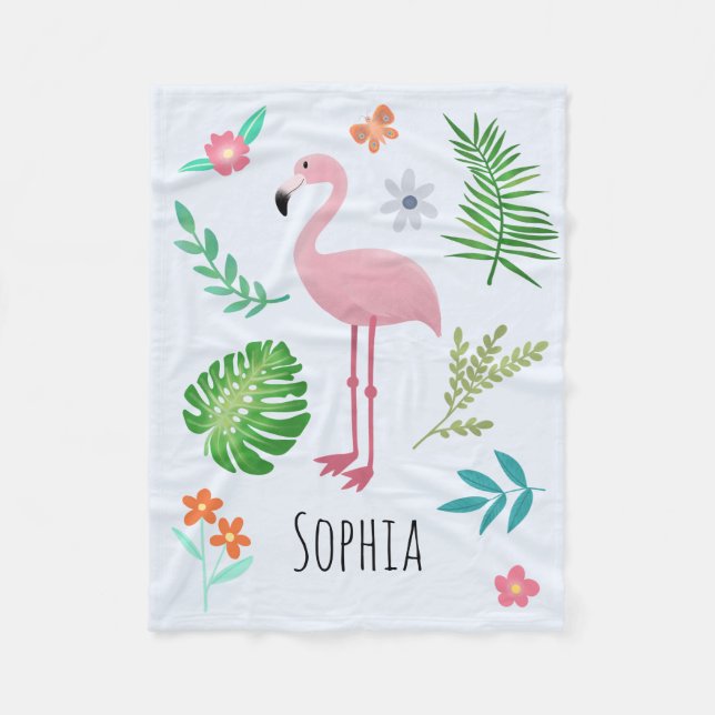 Couverture Polaire Filles Joli Flamant rose Tropical Rose & Fleurs En (Devant)