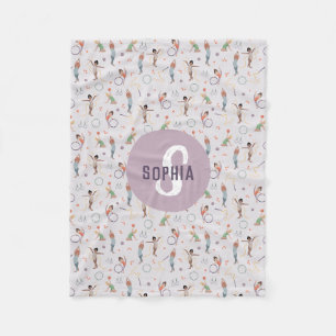 Couverture Polaire Filles mignonne violet gymnastique Motif Monogramm