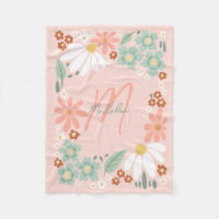 Filles Mignonnes Fleurs Rétro Monogramme Rose