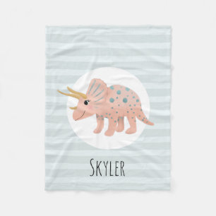 Couverture Polaire Filles mignonnes Tricératops rose moderne Dinosaur