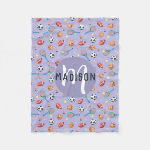 Couverture Polaire Filles mignonnes Violet Football Basketball Sports